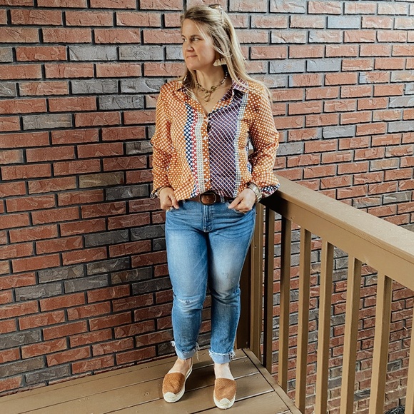 Dotty Button Down Blouse - Picture 2 of 6